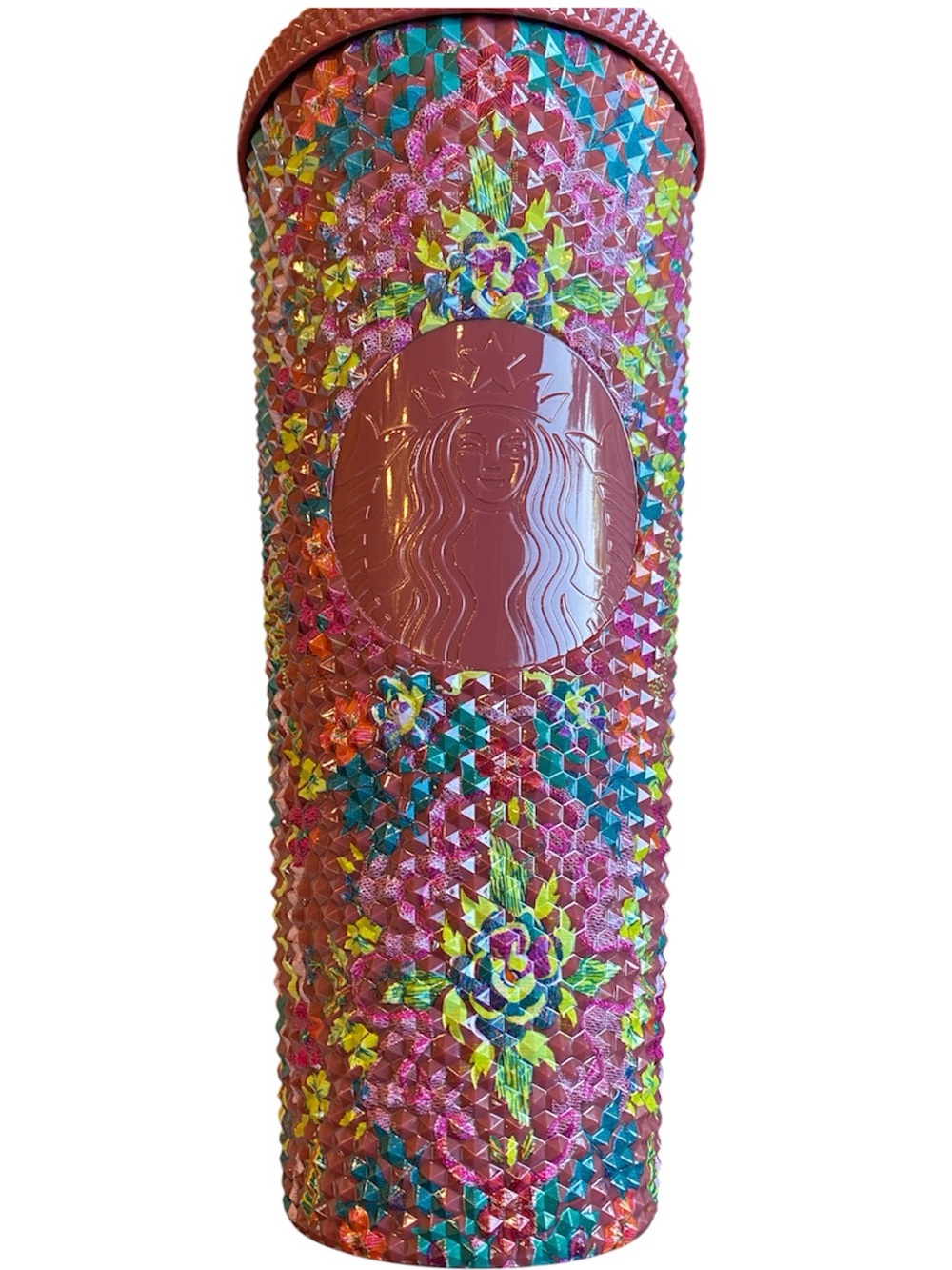 Starbucks 2025 Fall Studded Floral Print Bling 24 oz Cold Cup NWOT